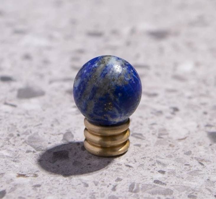 Semi precious stone ball and ridged brass drawer pull/small colourful stone cabinet handle/hardware for small furniture/gemstone door knob