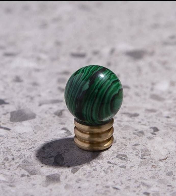 Semi precious stone ball and ridged brass drawer pull/small colourful stone cabinet handle/hardware for small furniture/gemstone door knob