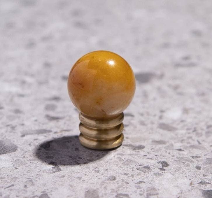 Semi precious stone ball and ridged brass drawer pull/small colourful stone cabinet handle/hardware for small furniture/gemstone door knob