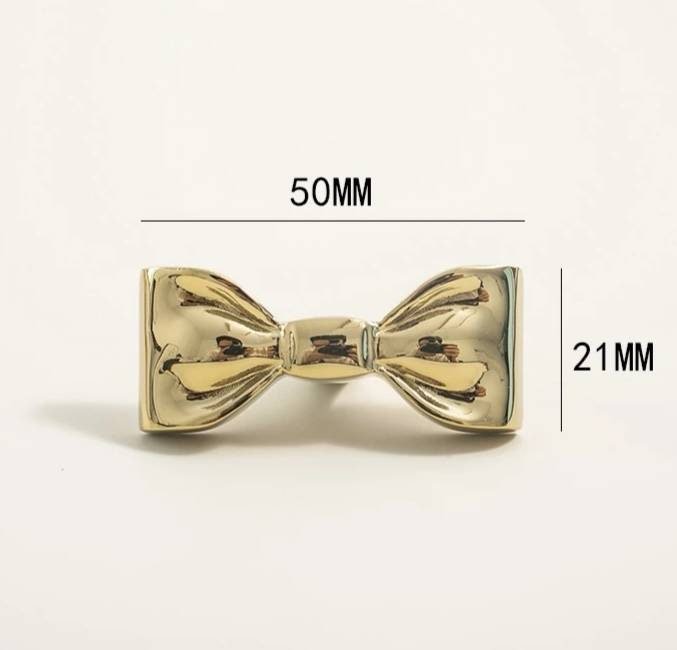 Cute shiny Gold or Silver bow shaped cabinet pull/Ribbon bow drawer handle/Gold or Silver furniture hardware/Ribbon bow nursery door knob