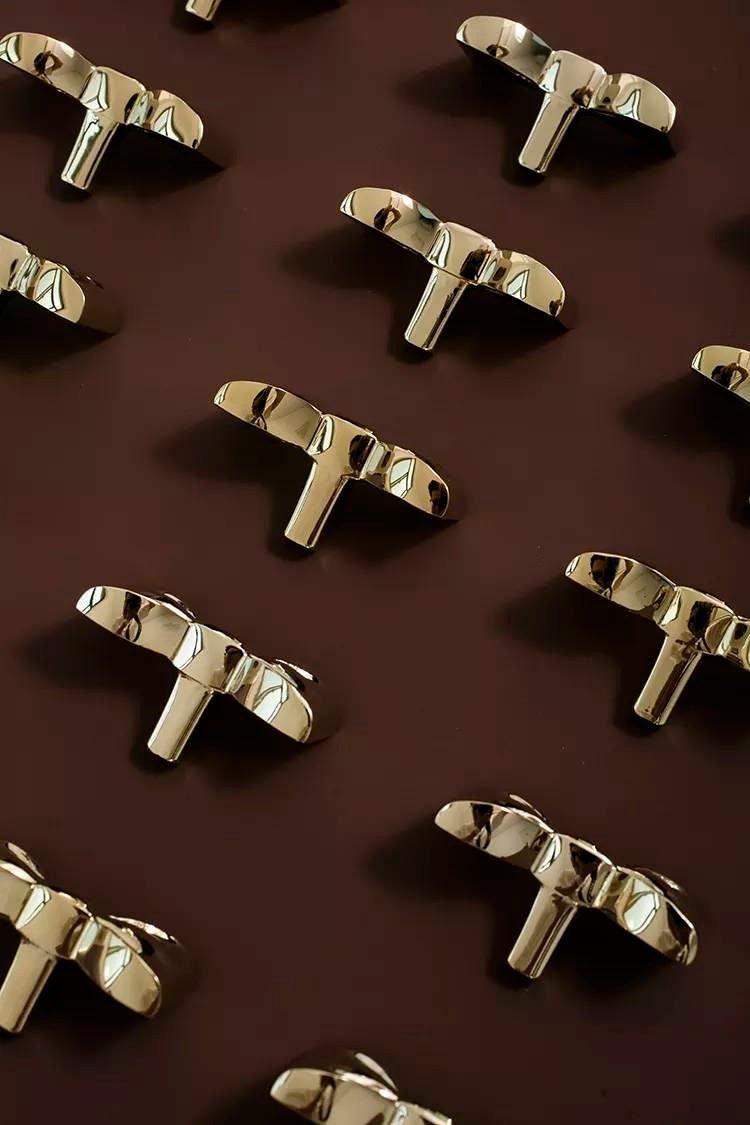 Cute shiny Gold or Silver bow shaped cabinet pull/Ribbon bow drawer handle/Gold or Silver furniture hardware/Ribbon bow nursery door knob