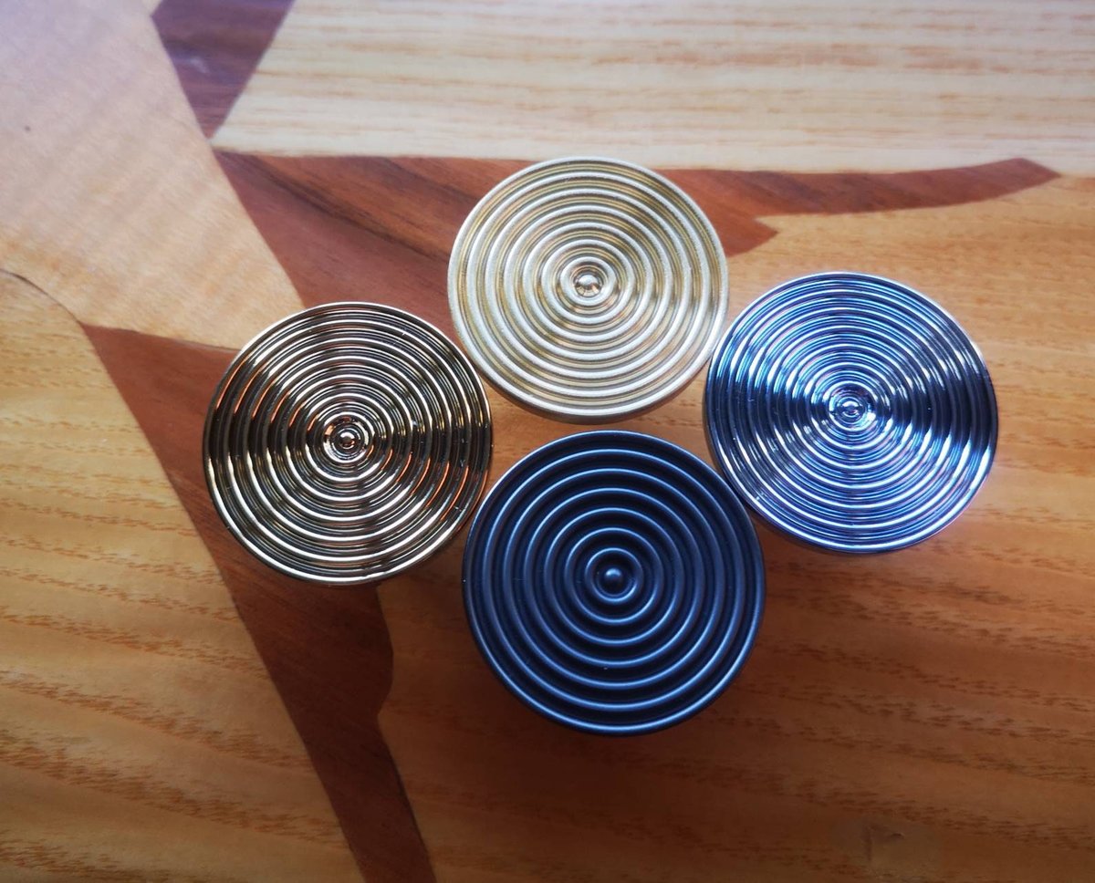Round mid century modern echo pattern drawer handle in gold, silver or gunmetal grey/retro style cabinet pull/IKEA hack/metal door knob