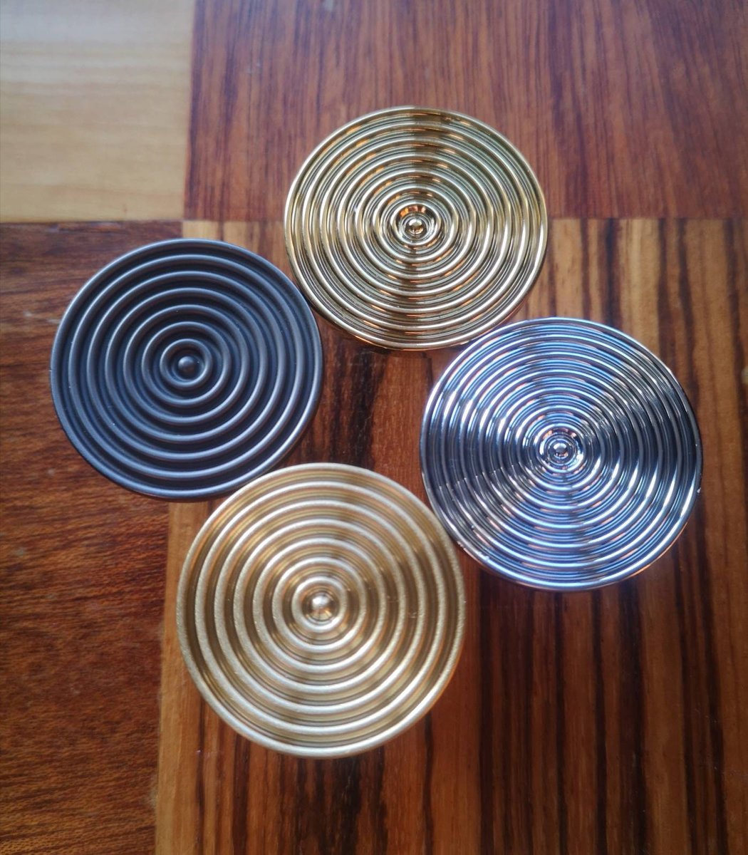 Round mid century modern echo pattern drawer handle in gold, silver or gunmetal grey/retro style cabinet pull/IKEA hack/metal door knob