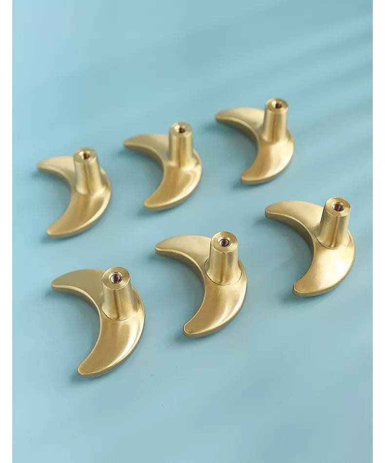 Gold or silver moon shaped door handle/brass drawer knob/home improvement cabinet pull/nursery decor/cabinet handle for furniture renovation