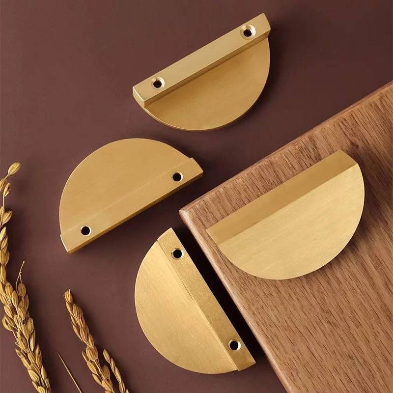 Big gold brass semi circle handle/demi lune drawer pull/kitchen hardware/large cabinet handle/gold wardrobe door handle/home improvement