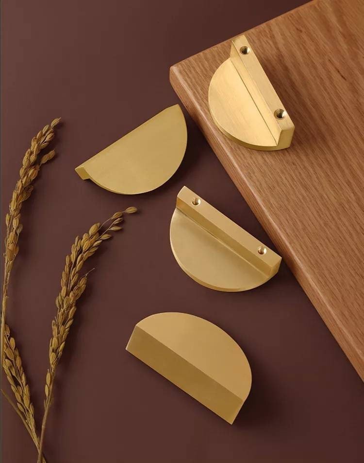 Big gold brass semi circle handle/demi lune drawer pull/kitchen hardware/large cabinet handle/gold wardrobe door handle/home improvement
