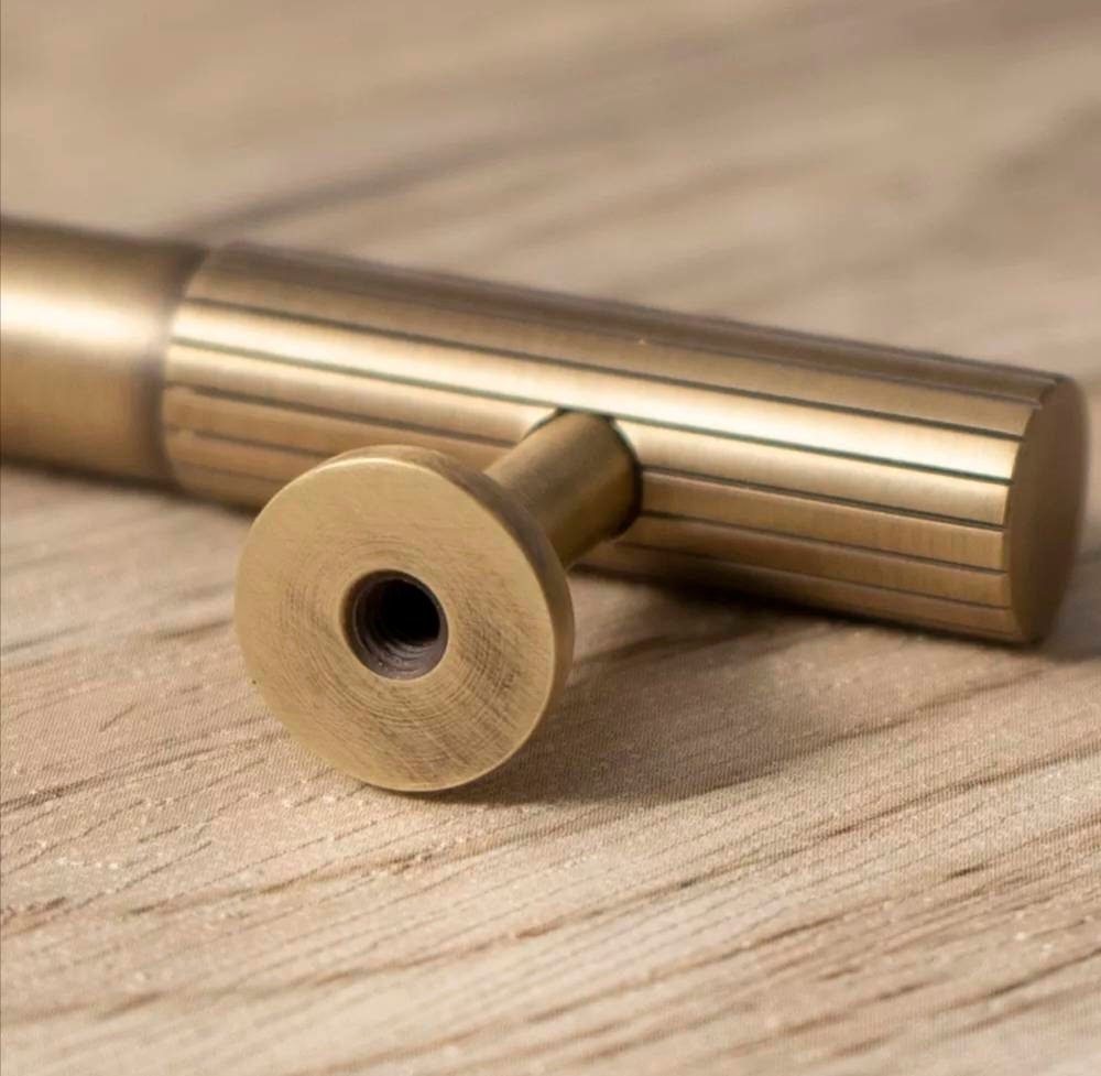 Bronze handle/bar handle with a line pattern/metal cabinet handle/home improvement hardware/kitchen cabinet handle/aged brass door handle