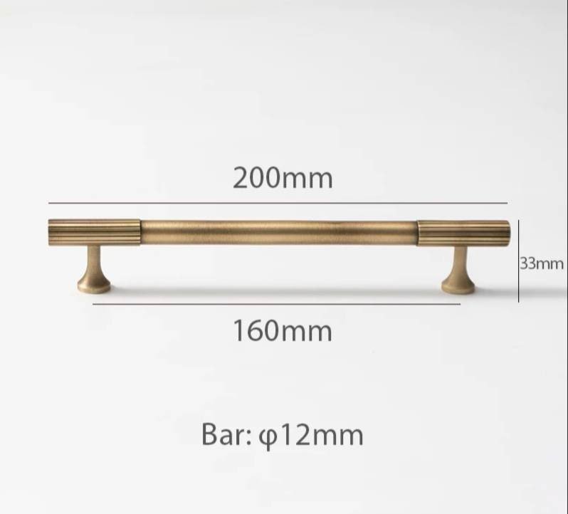 Bronze handle/bar handle with a line pattern/metal cabinet handle/home improvement hardware/kitchen cabinet handle/aged brass door handle