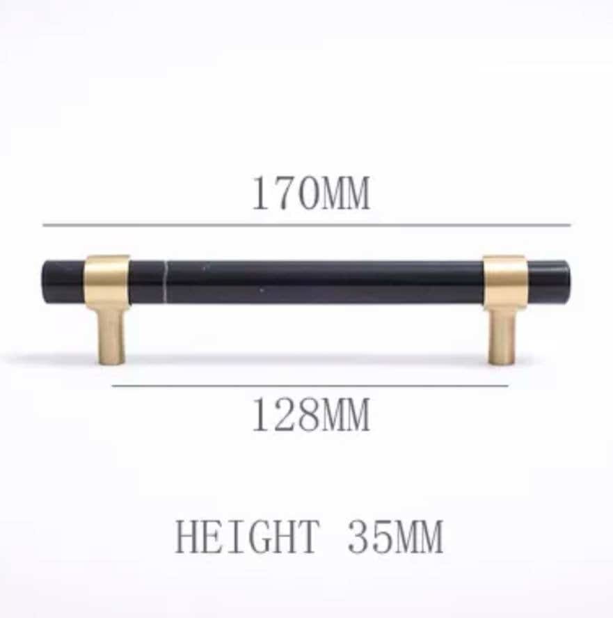 Jet black nero marble cabinet handle/black marble and brass drawer pull/marble furniture hardware/black and gold or silver kitchen hardware