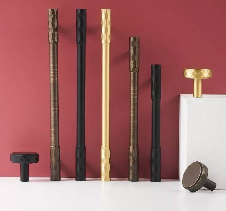 End section diamond knurled pattern cabinet bar pull/gold knurled drawer pull/bronze kitchen hardware/matte black cabinet pull/grip pull