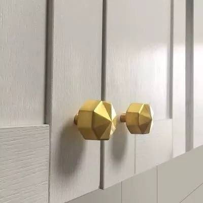 Heavy gold brass octagonal pyramid drawer pull/geometric cabinet handle/gold furniture hardware/classic door handle/hexagonal knob/IKEA hack