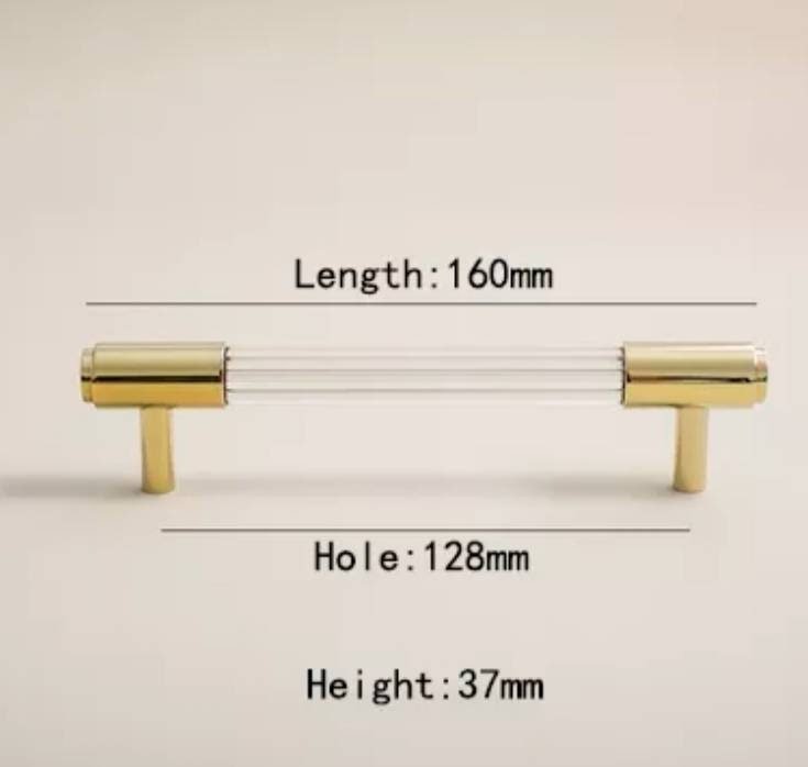 Brass and clear textured lucite cabinet bar pull handle/clear acrylic drawer handle/lucite furniture hardware/brass transparent resin handle