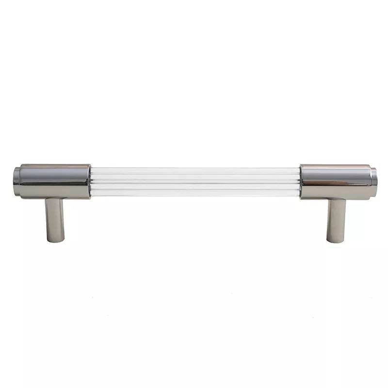 Chrome and clear textured lucite cabinet bar pull handle/clear acrylic drawer handle/lucite furniture hardware/transparent resin handle