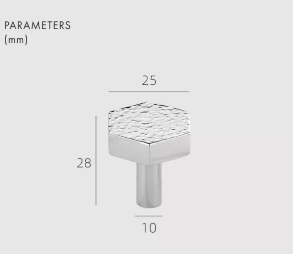 Hammered silver metal drawer handle/textured silver cabinet pull/silver hexagonal door knob/silver furniture hardware/IKEA hack/beaten metal