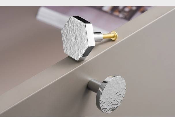 Hammered silver metal drawer handle/textured silver cabinet pull/silver hexagonal door knob/silver furniture hardware/IKEA hack/beaten metal