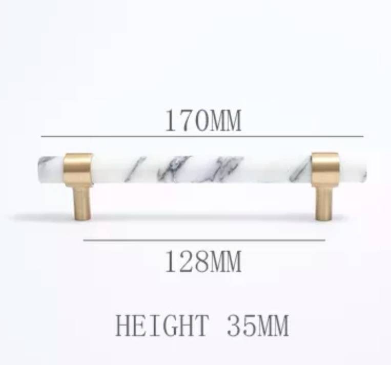 White and grey Calcutta marble cabinet pull handle/white marble and brass drawer pull/white marble door handle/marble furniture hardware