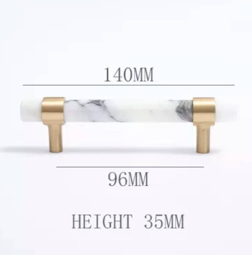 White and grey Calcutta marble cabinet pull handle/white marble and brass drawer pull/white marble door handle/marble furniture hardware