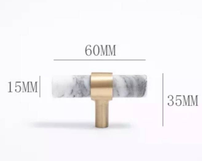 White and grey Calcutta marble cabinet pull handle/white marble and brass drawer pull/white marble door handle/marble furniture hardware