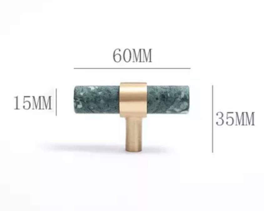 Dark Green Verde marble and brass cabinet pull/Green marble and gold brass drawer pull/green marble cabinet handle/modern stone hardware