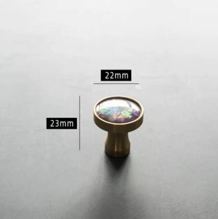Pink mother of pearl drawer pull/liliac pearl and gold brass cabinet handle/round shell drawer knob/nursery decor/pink furniture hardware