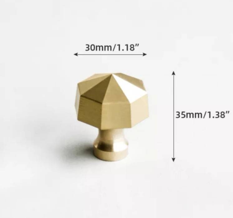 Heavy gold brass octagonal pyramid drawer pull/geometric cabinet handle/gold furniture hardware/classic door handle/hexagonal knob/IKEA hack