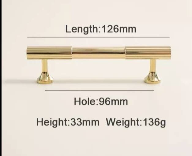 Shiny gold brass bar handle/bar handle with a line pattern/polished metal cabinet handle/home improvement hardware/kitchen cabinet handle