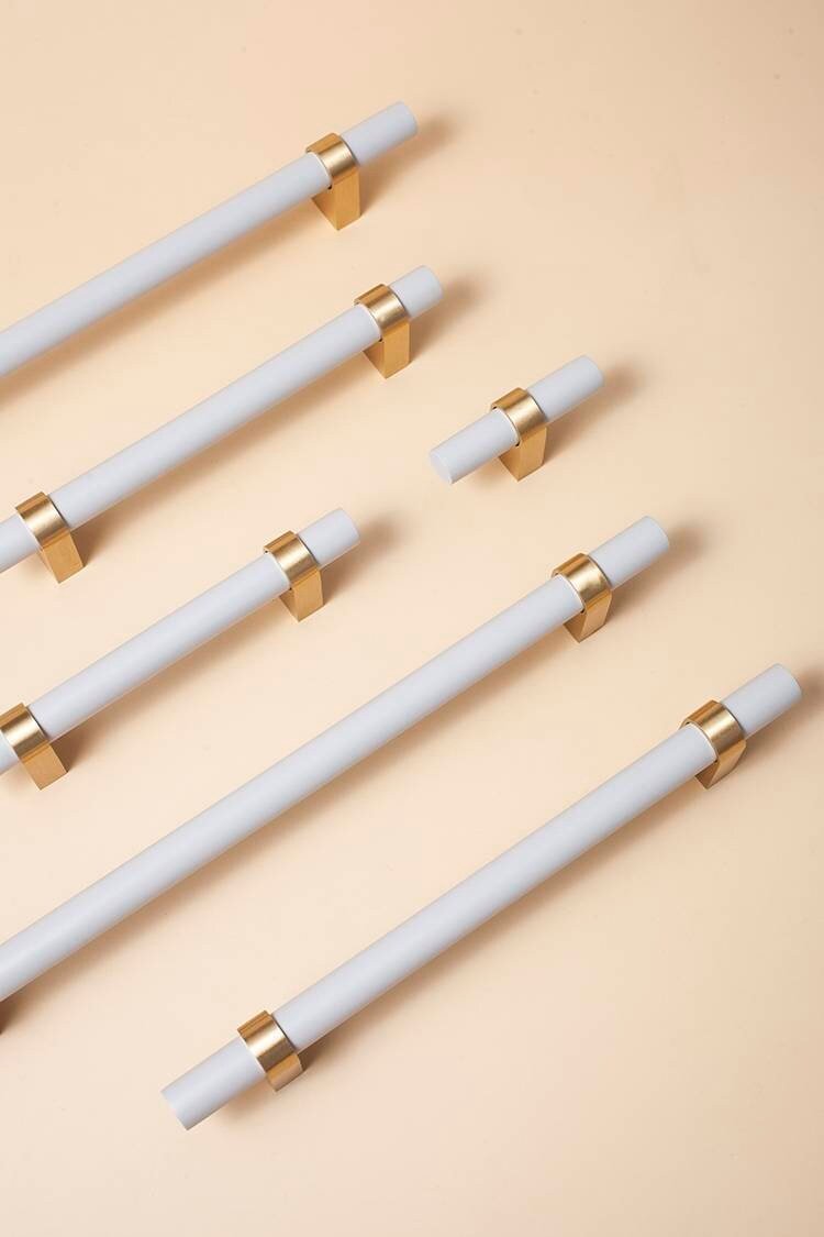 Light Grey and Gold cabinet bar pull/ wooden drawer handles/nursery furniture hardware/gray cabinet door handles/children's furniture handle