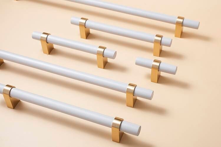 Light Grey and Gold cabinet bar pull/ wooden drawer handles/nursery furniture hardware/gray cabinet door handles/children's furniture handle
