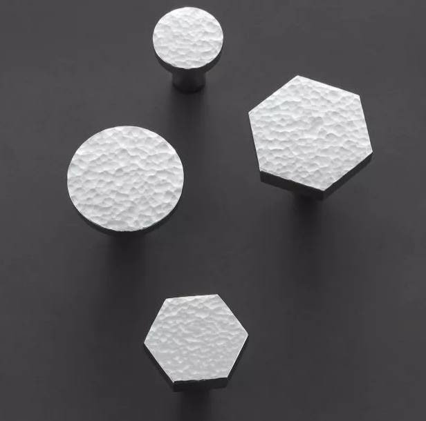 Hammered silver metal drawer handle/textured silver cabinet pull/silver hexagonal door knob/silver furniture hardware/IKEA hack/beaten metal