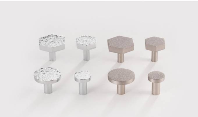 Hammered silver metal drawer handle/textured silver cabinet pull/silver hexagonal door knob/silver furniture hardware/IKEA hack/beaten metal