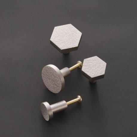 Hammered silver metal drawer handle/textured silver cabinet pull/silver hexagonal door knob/silver furniture hardware/IKEA hack/beaten metal