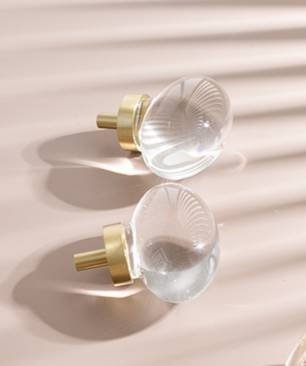 Mid century modern clear crystal cabinet pull/Transparent  oval shaped door knob/crystal furniture hardware/vintage style egg shaped handle