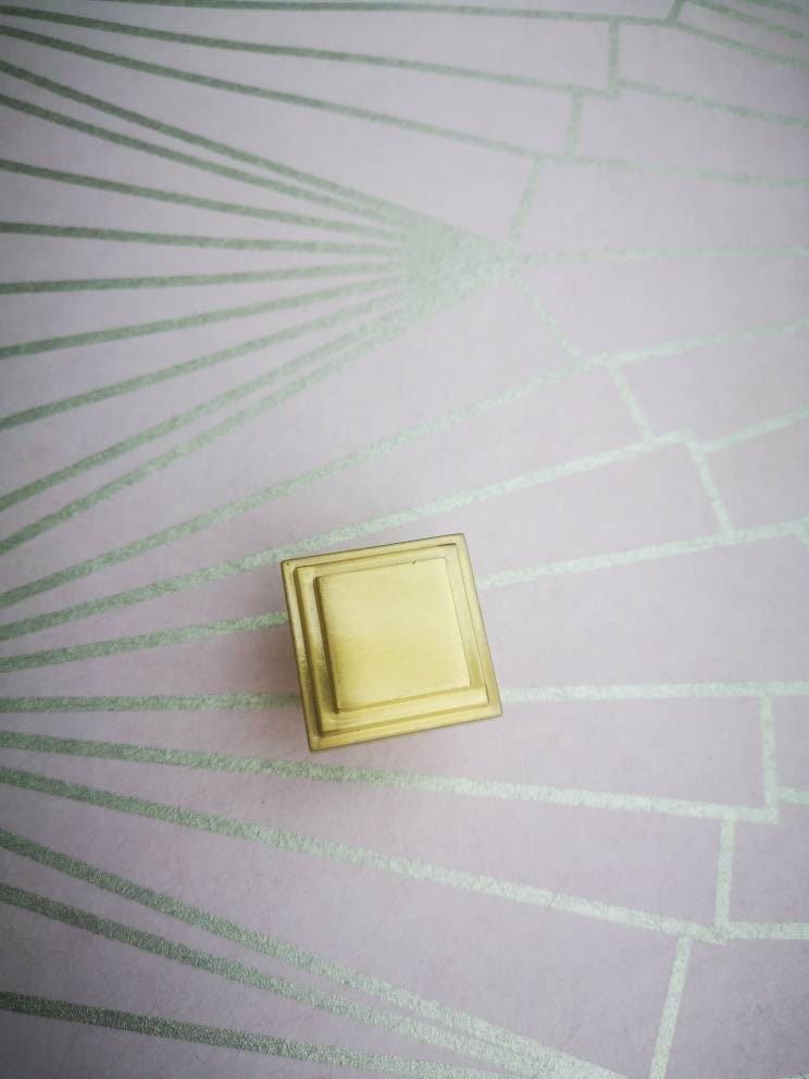 Gold brass square shaped drawer pull/Gold geometric square cabinet pull/Square door knob/brass furniture hardware/gold square cabinet handle