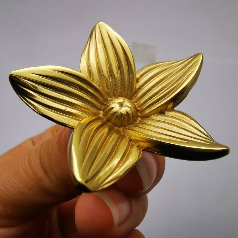 Gold brass star shaped flower cabinet pull/Jasmine flower drawer pull/Gold flower drawer Knob/Brass flower door knob/gold furniture hardware
