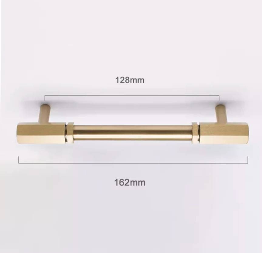 Industrial chic drawer handle/Brass hexagonal cabinet handle/Geometric man cave hardware/Hexagonal brass bar handle/gold furniture hardware