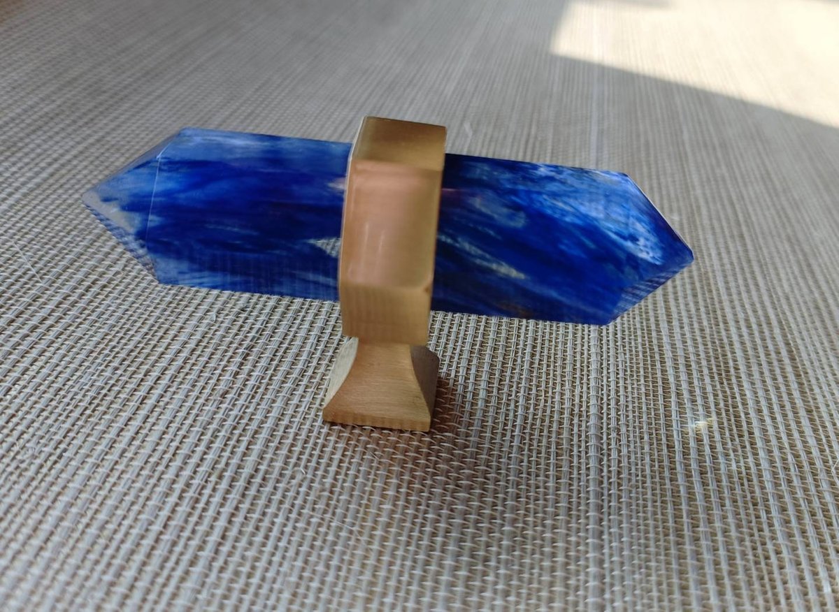 Hexagonal Indigo Blue crystal cabinet bar handle/Blue semi precious stone and brass drawer pull/Luxury furniture hardware/gemstone handle