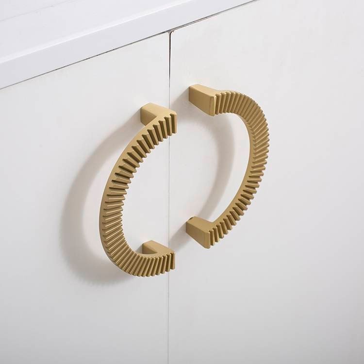 A Pair of large gold cog shaped semi circle door handles/large demi lune cabinet pulls/half circle drawer handles/Gold wardrobe handles