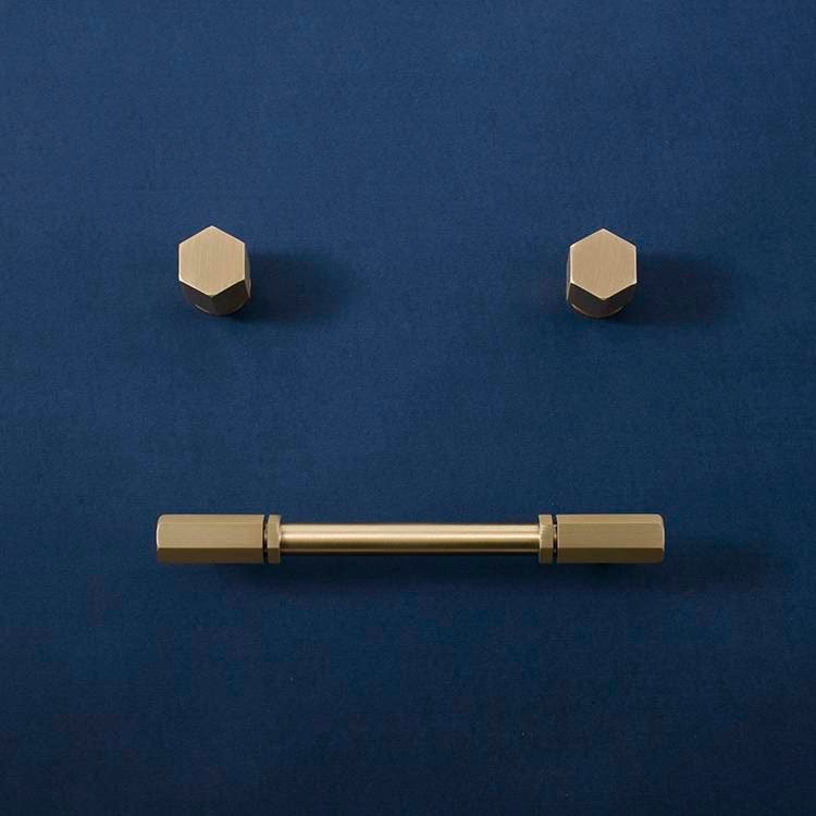 Industrial chic drawer handle/Brass hexagonal cabinet handle/Geometric man cave hardware/Hexagonal brass bar handle/gold furniture hardware