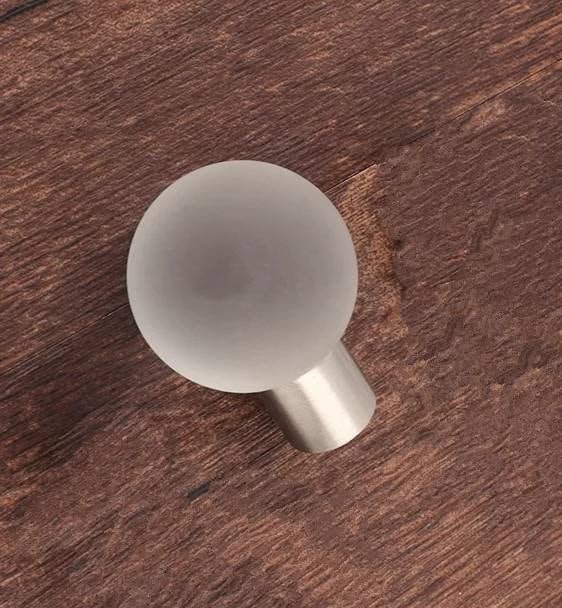 Clear glass ball and silver nickel cabinet pull/Round frosted glass drawer knob/Round glass ball door handle with bubble texture/Glass knob