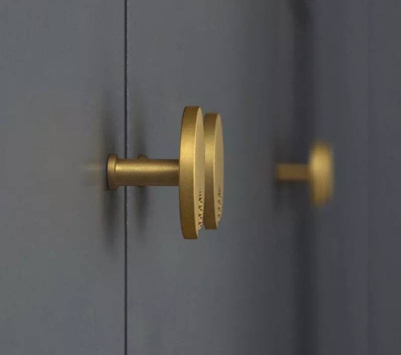 Round brass drawer handle with inverted pixel design/Gold circle cabinet pull with dot pattern/Gold Brass Door Knob/Brass furniture hardware
