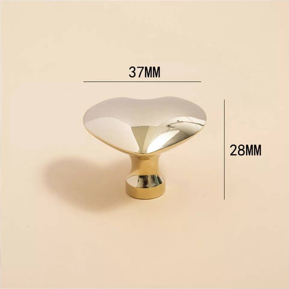 Gold or Silver smooth shiny polished heart shaped cabinet pull/Brass heart shaped drawer handle/Polished shiny gold heart design door knob
