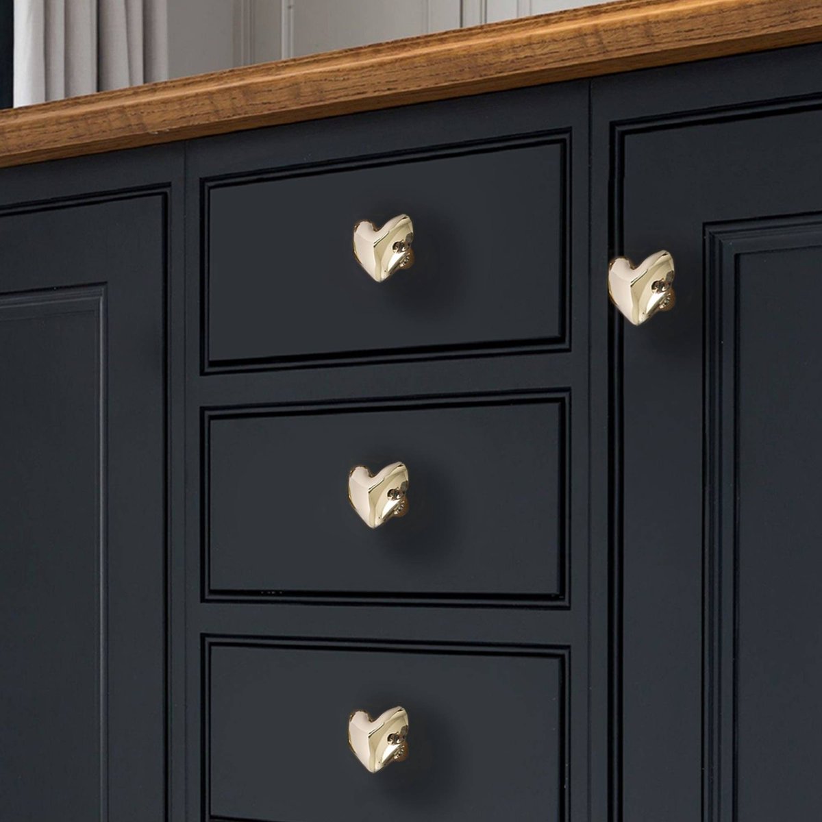 Gold or Silver smooth shiny polished heart shaped cabinet pull/Brass heart shaped drawer handle/Polished shiny gold heart design door knob