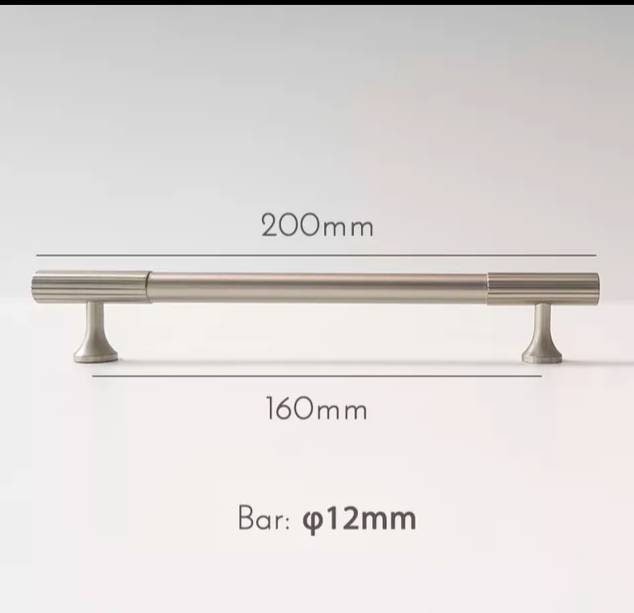 Silver nickle cabinet pull/Matte silver bar pull handle with a line pattern/Silver nickle drawer handle/modern silver furniture hardware