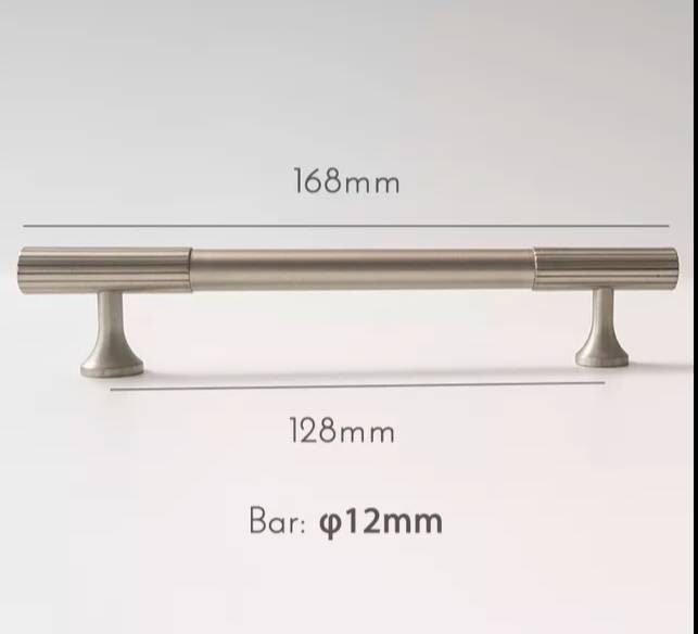 Silver nickle cabinet pull/Matte silver bar pull handle with a line pattern/Silver nickle drawer handle/modern silver furniture hardware