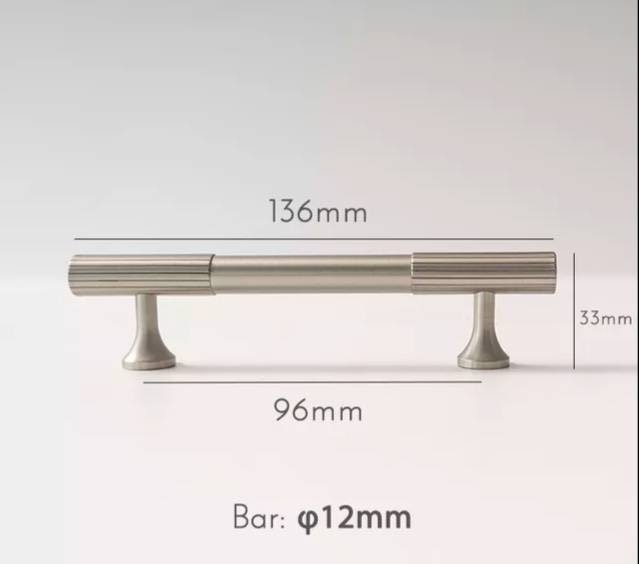 Silver nickle cabinet pull/Matte silver bar pull handle with a line pattern/Silver nickle drawer handle/modern silver furniture hardware