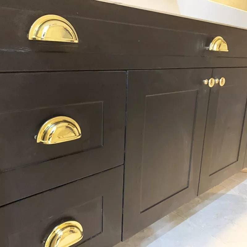 Shiny Gold Cup Handle/Traditional gold semi circle cabinet pull/Gold kitchen hardware/Polished gold drawer pull/Traditional gold hardware