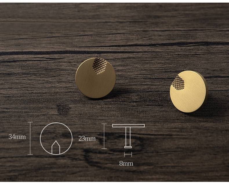 Round brass drawer handle with inverted pixel design/Gold circle cabinet pull with dot pattern/Gold Brass Door Knob/Brass furniture hardware