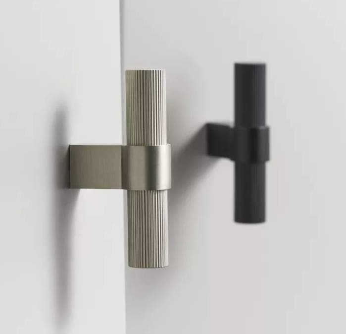 Gold Silver or black textured metal bar handle with wide base/Improved grip cabinet pull/brass kitchen cabinet handle/modern brass hardware