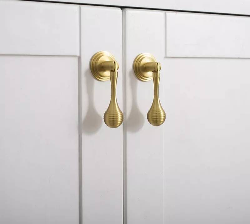 Matte gold ball finial cabinet bar handle/Unusual matte gold ball design cabinet drawer pull/Gold furniture hardware/Brass kitchen hardware