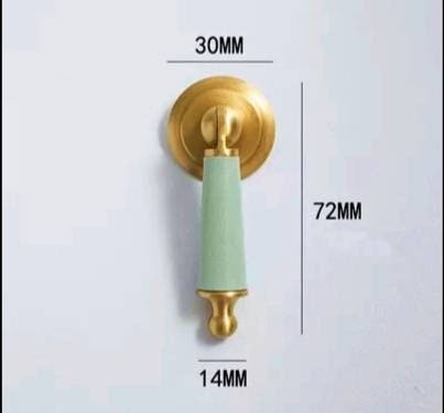 Pastel colour leather and brass drop drawer handle/Light coloured leather and gold drop cabinet pull/Brass drop handle wrapped in leather